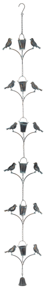 Rain Chain Bucket with Birds