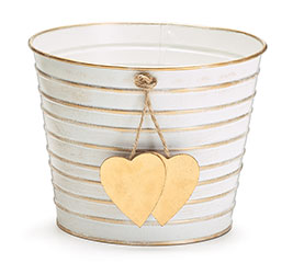 Tin Gold Heart Pot Cover