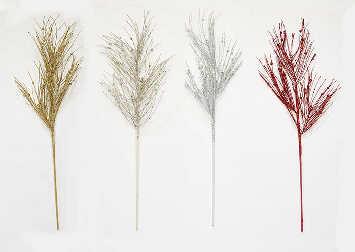 28" Glitter Pine Spray,  Red Only