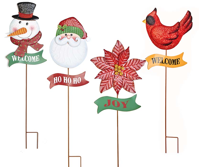 37" Metal Design Christmas Stakes