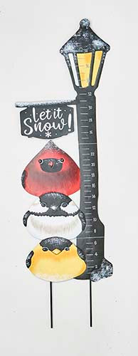 37" Metal Let It Snow Bird and Light post Stake