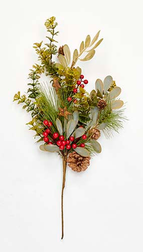 18" Rusted Star Pinecone and Berry Spray