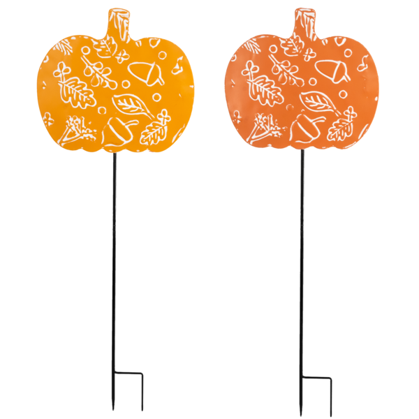 Embossed Fall Leaves Pumpkin Yard Stake