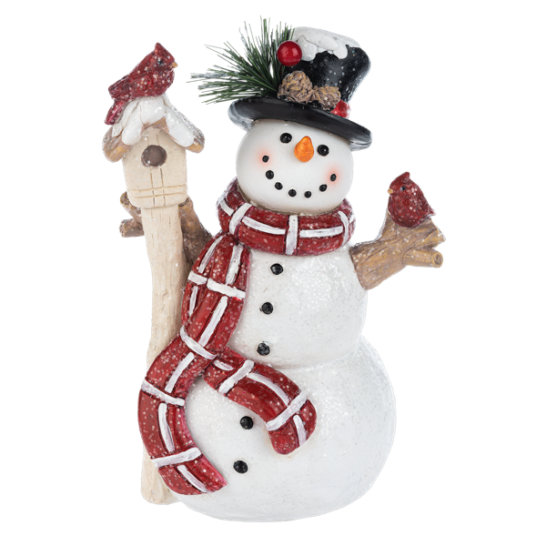 Christmas Cardinals Snowman Figurine