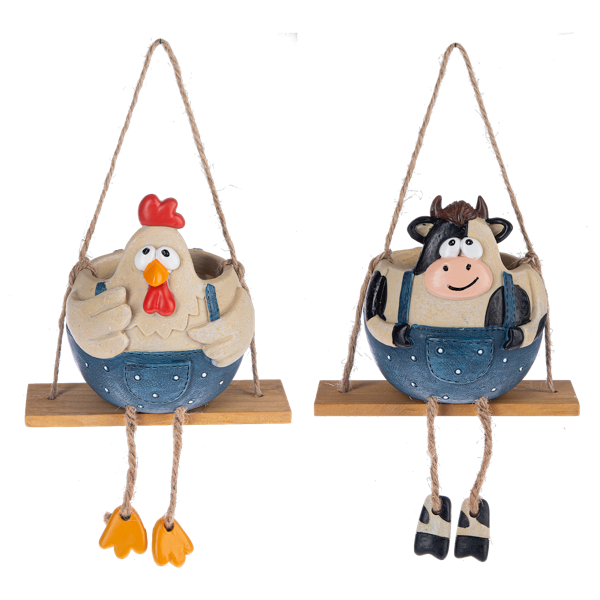 Hanging Swinging Planters Farm Animals