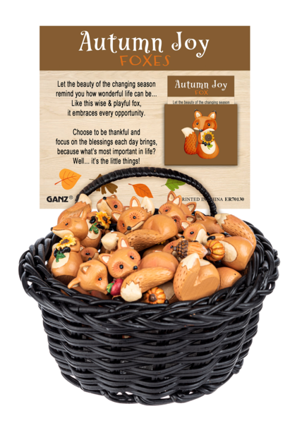 Autumn Joy Fox Charms in a Basket