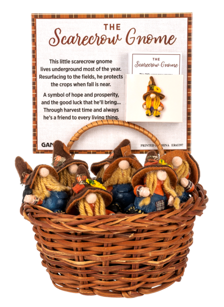 Scarecrow Gnomes Charms in a Basket