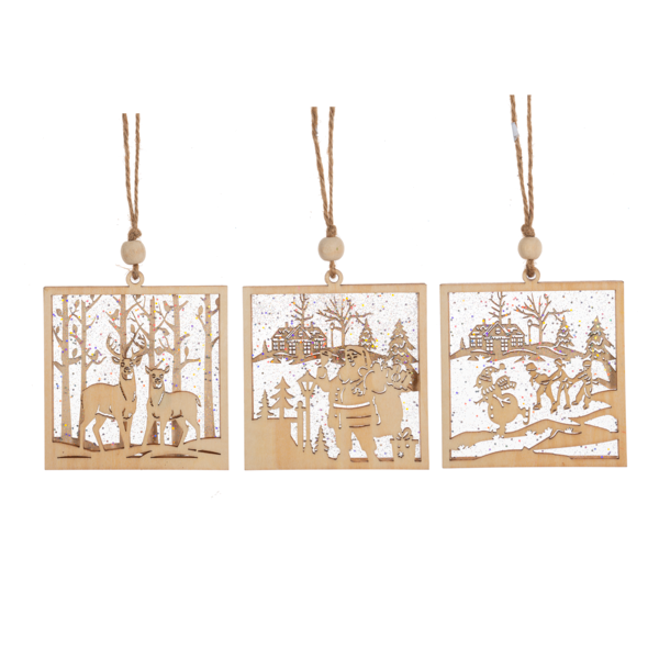 Glitter Filled Market Scene Ornament