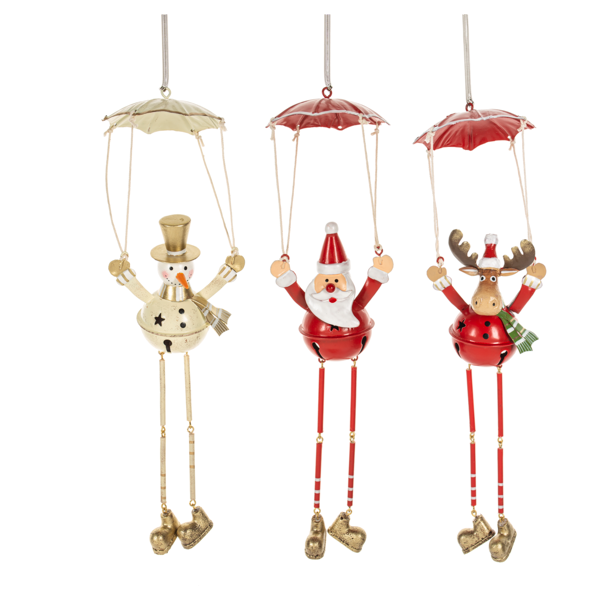 Santa & Friends Parachuting Ornament