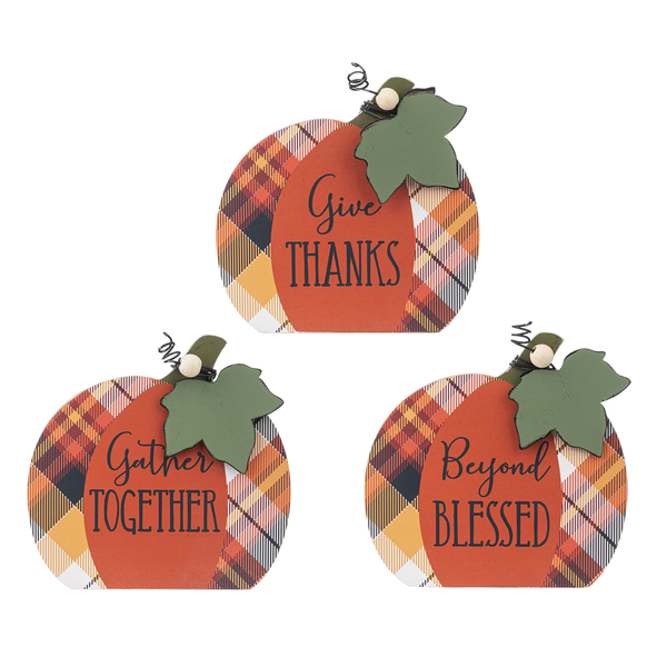 Plaid Pumpkin with Text