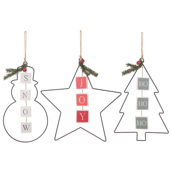 Tree, Star & Snowman with Holiday Text Hanging Swag