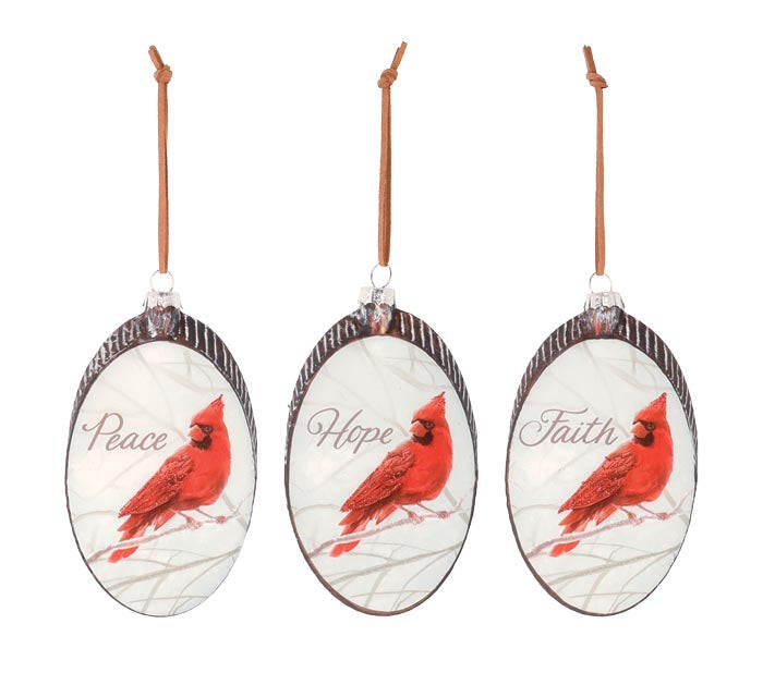 RED CARDINAL ORNAMENT WITH MESSAGE