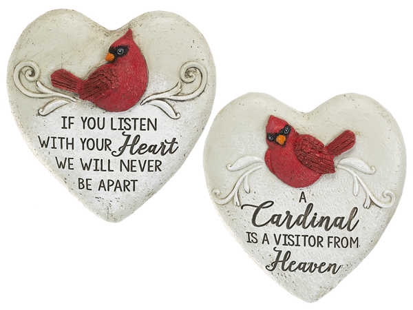 Cardinal Memorial Heart Shaped Stone