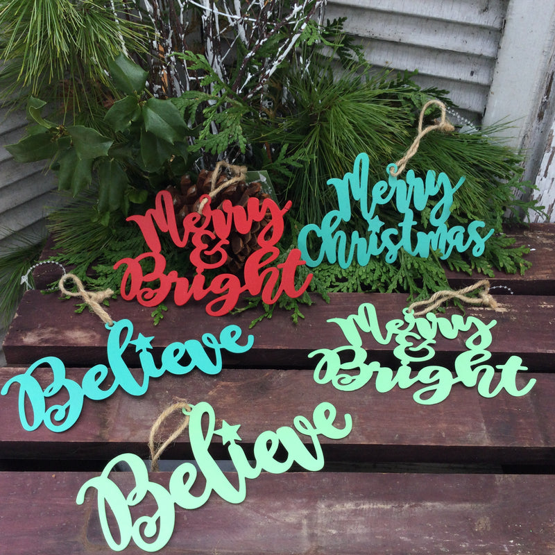 Bright Tin Ornament Words