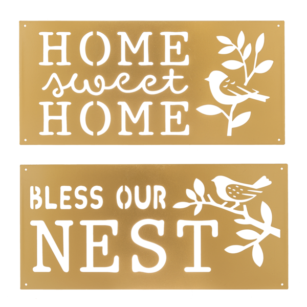 Gold Laser Cut "Bless Our Nest & Home Sweet Home" Wall Decor