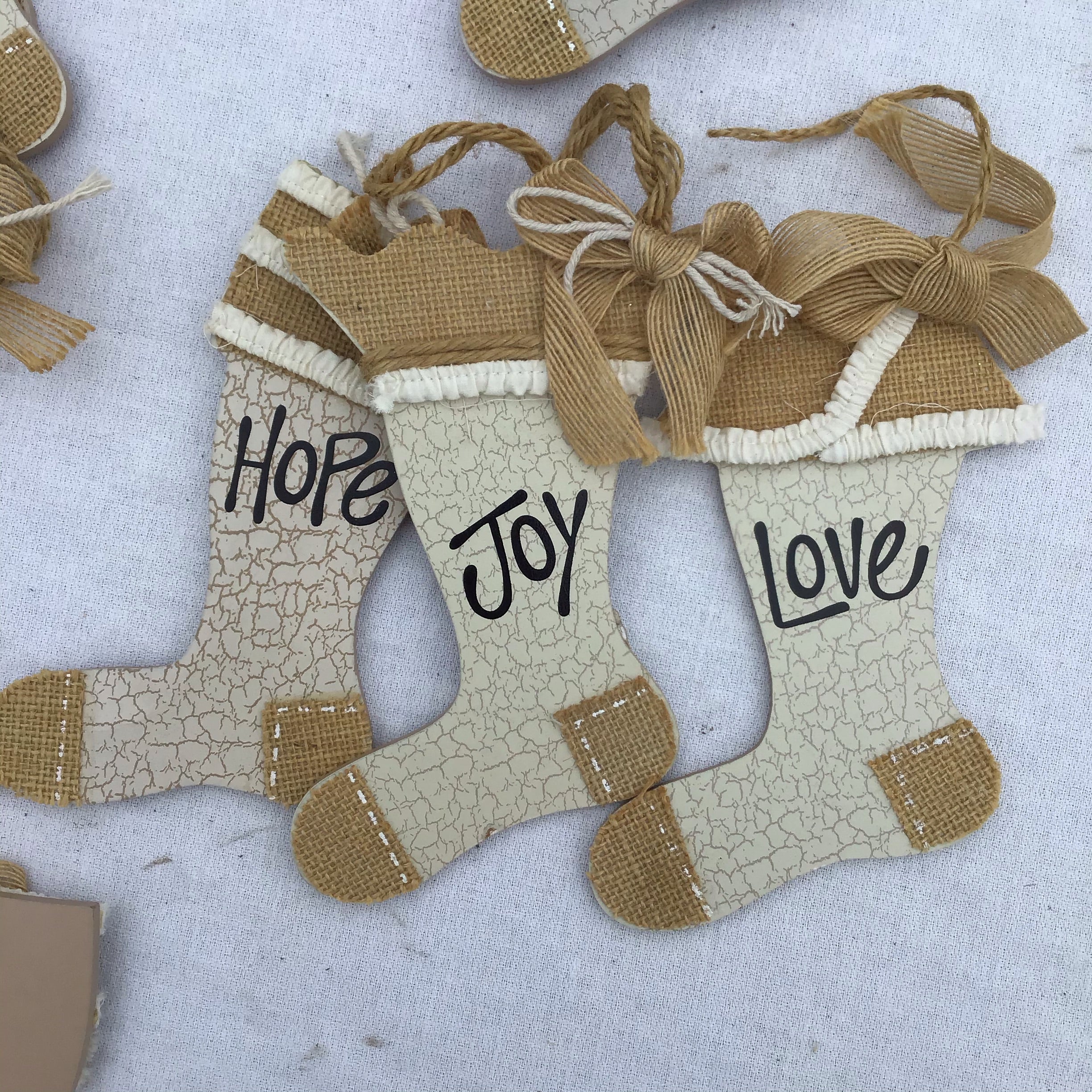 Wood Message Stocking Ornament