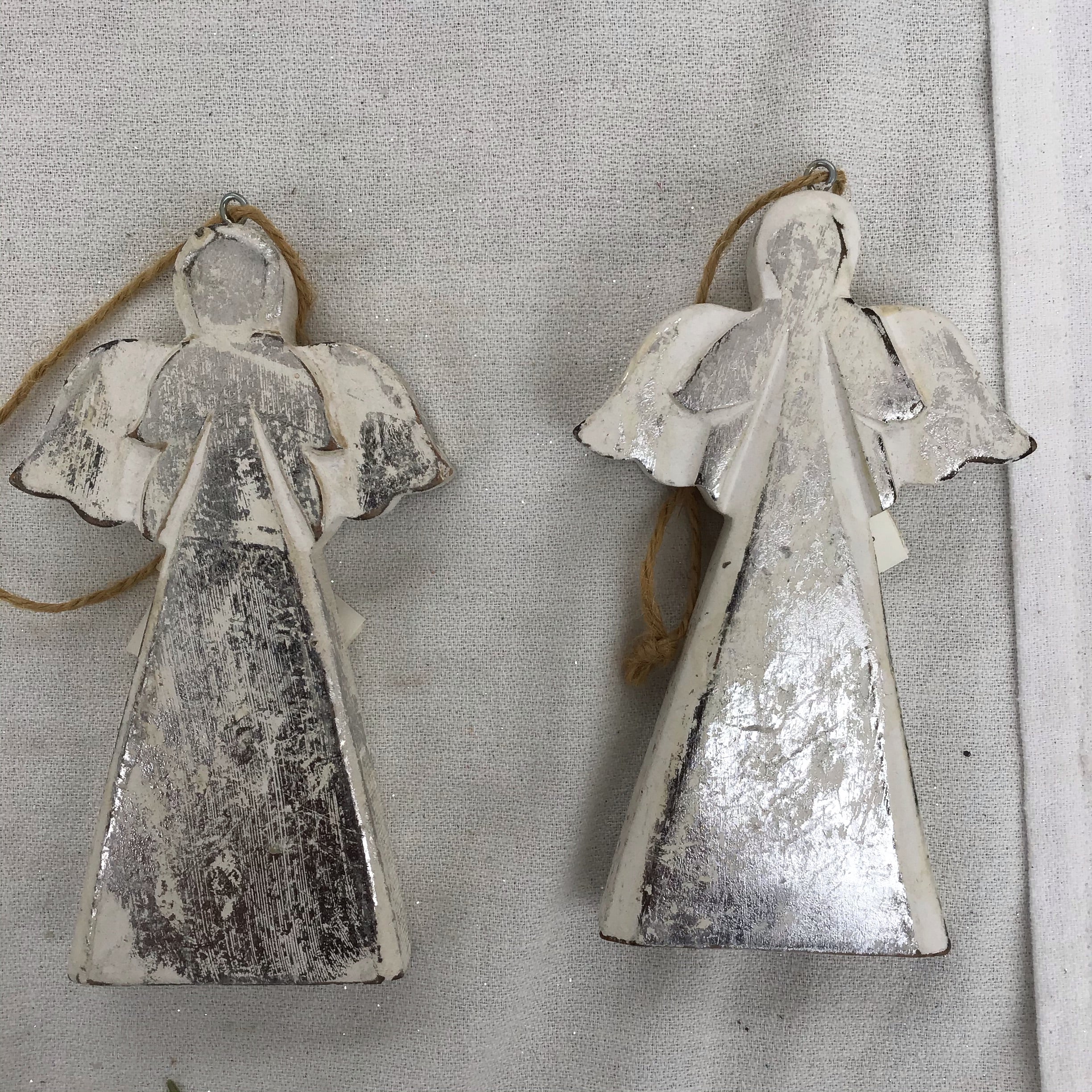 Wooden Angel Ornament With Silver Finish