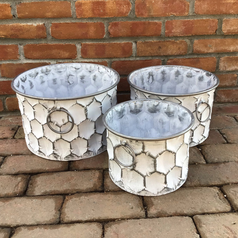 Honeycomb Round Planter Metal with Liner