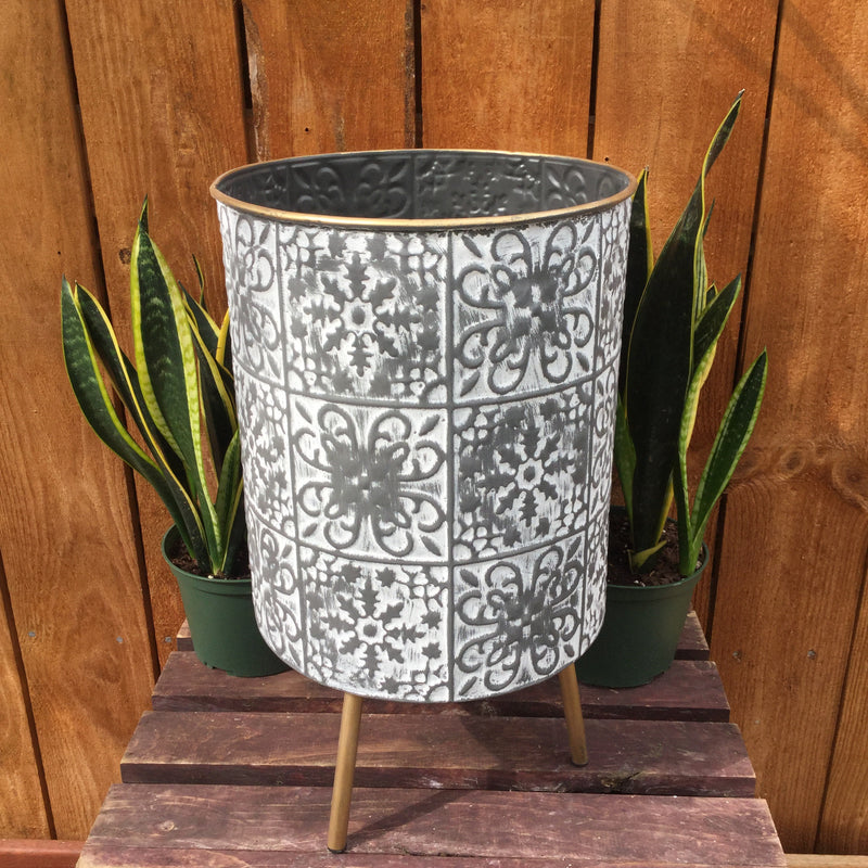 Gold and Grey Round Planter