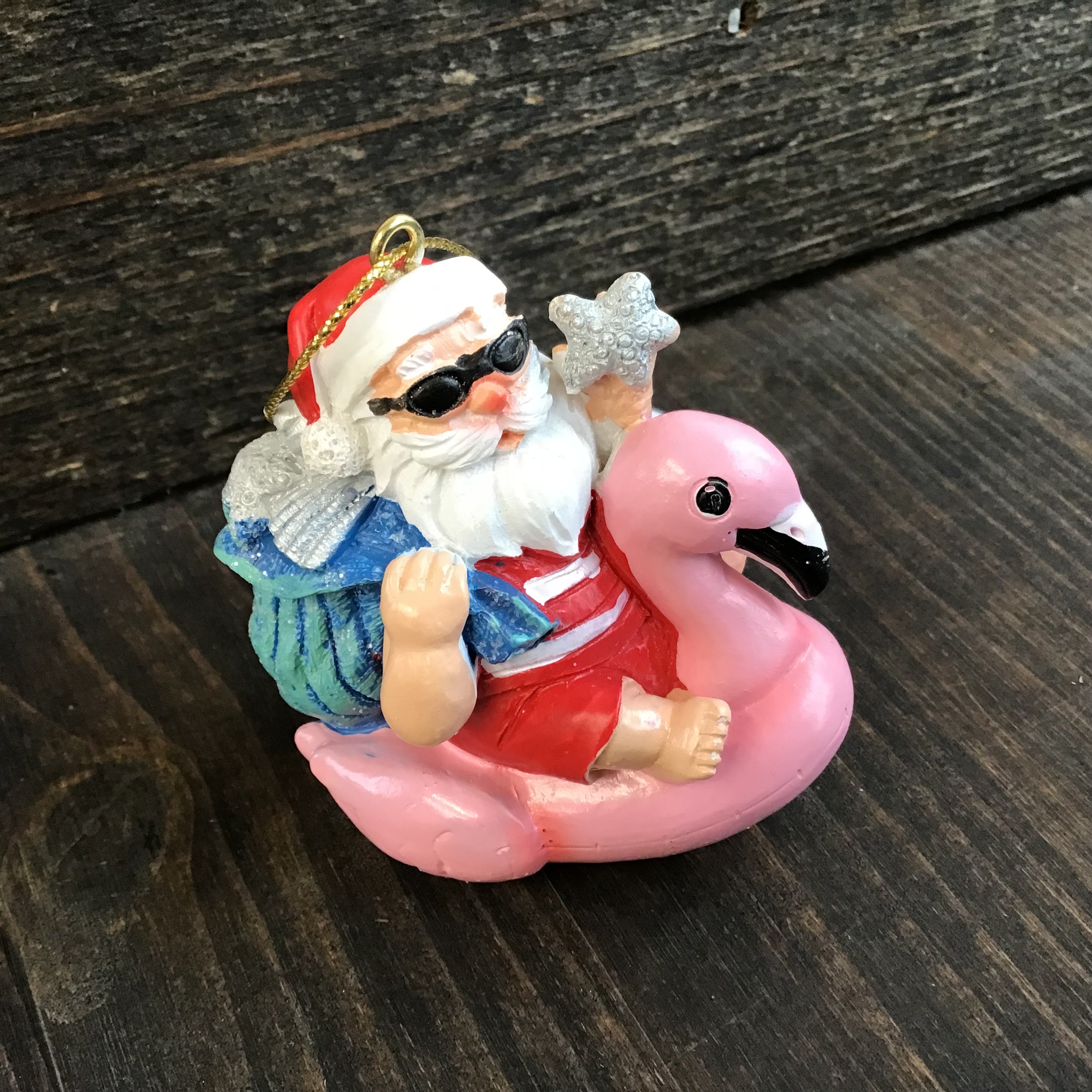 Flamingo Santa ornament