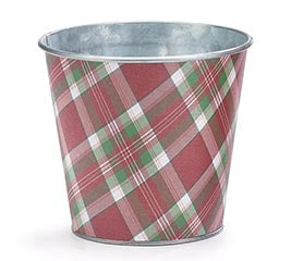 4” Pot Cover Tin Red/Green