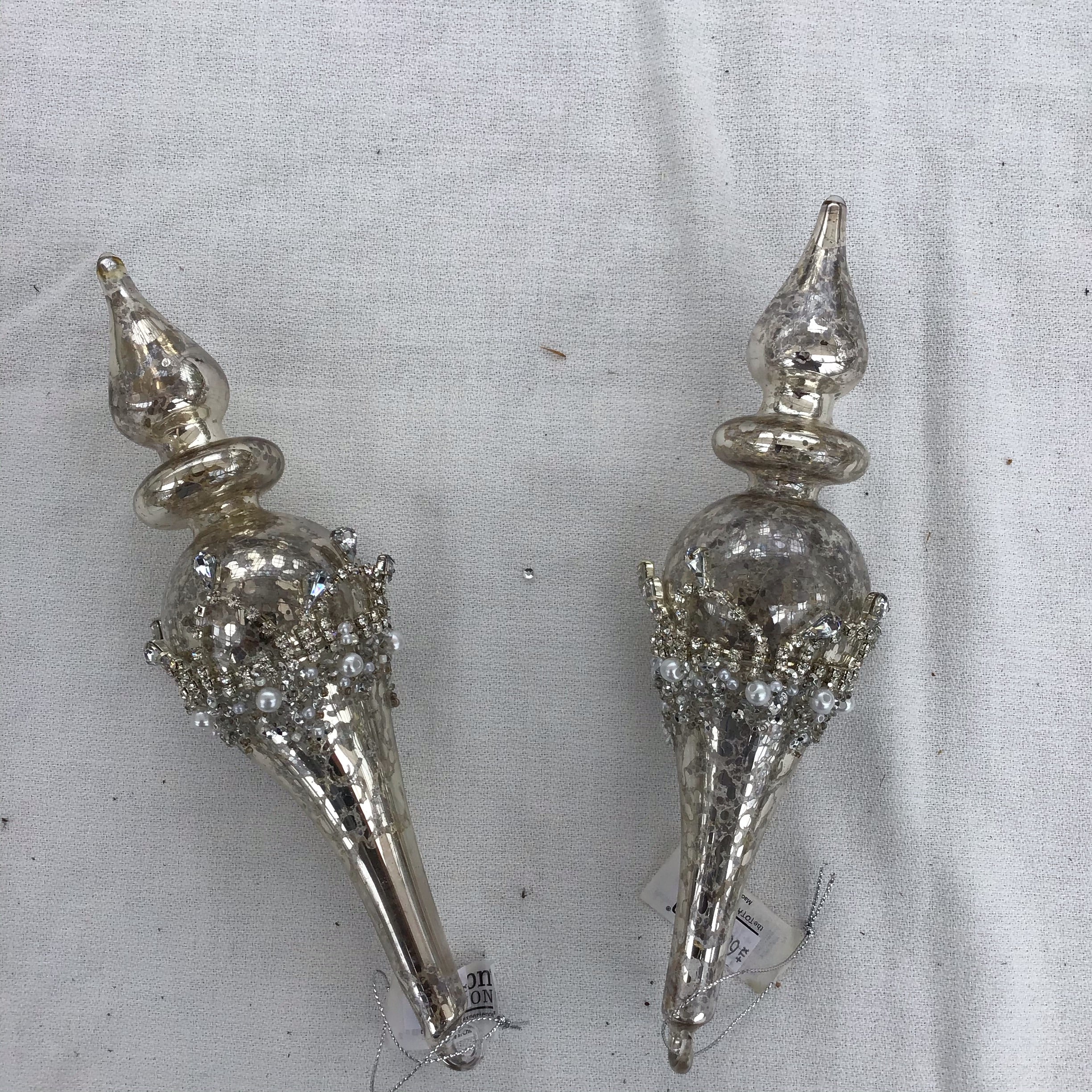 Silver Chandelier Beaded Ornament