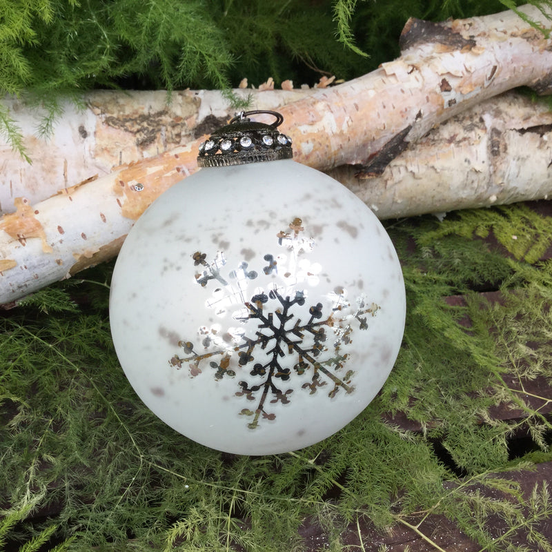 4” White Glass Snowflake Ornament